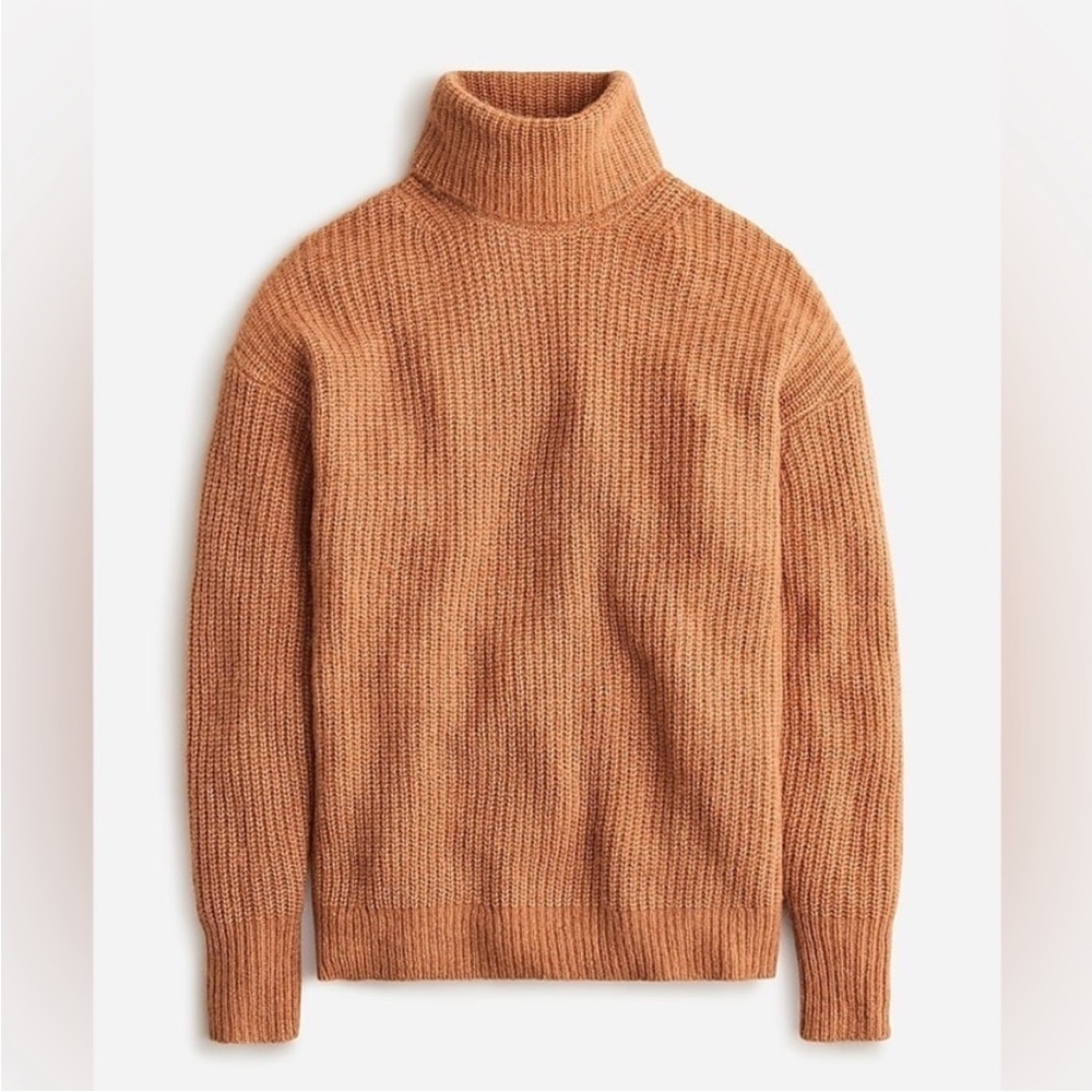 J Crew alpaca wool turtleneck sweater in brushed yarn camel tan caBV379 size M